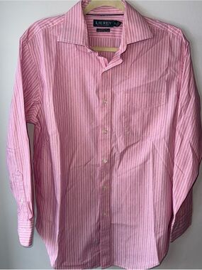 Ralph Lauren Men's Button Down Dress Shirt Classic Fit, Pink, Size 16 32/33